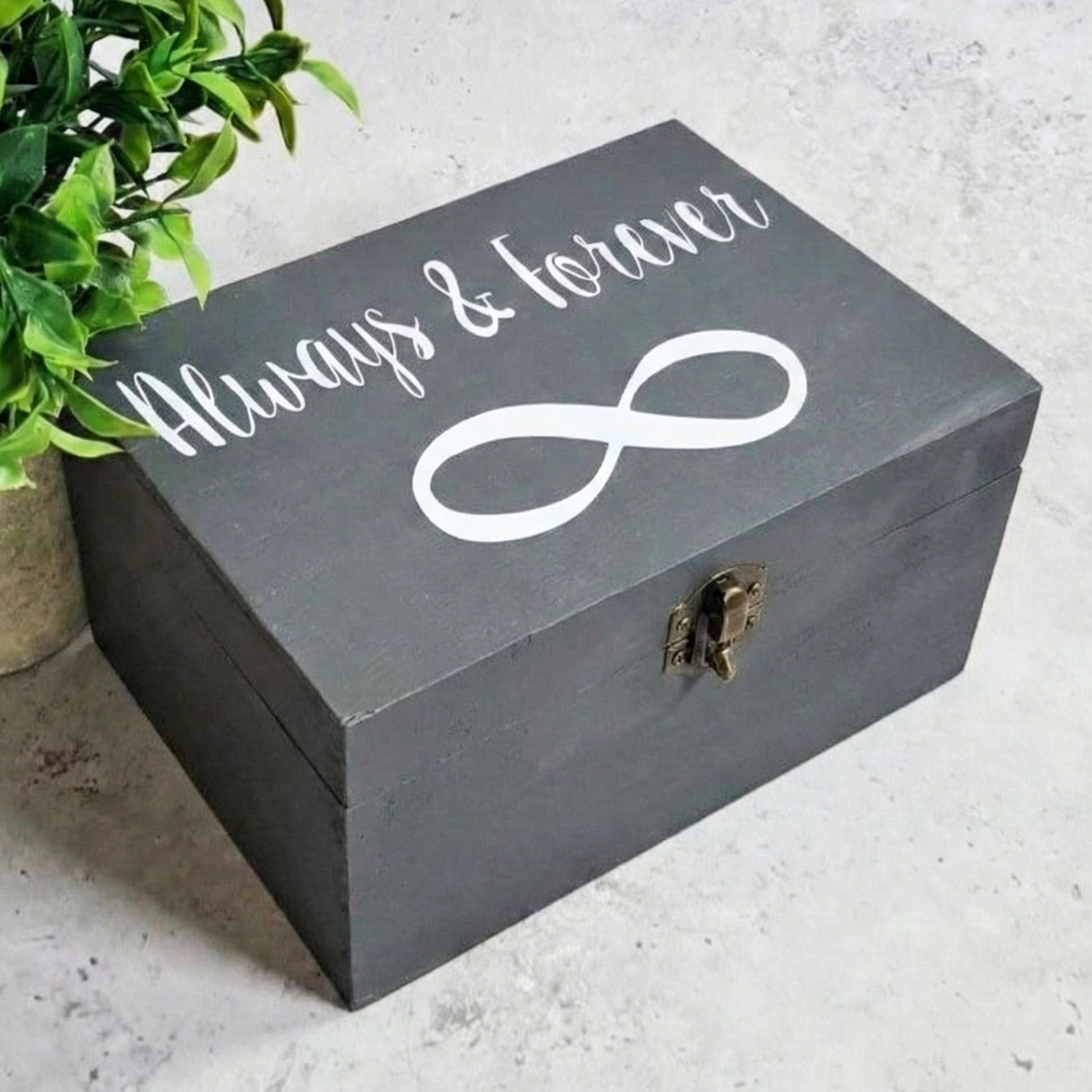 5th Anniversary Gift for Him I Forever Always Infinity Box I Wood Box - 6 Sizes Small to XLarge