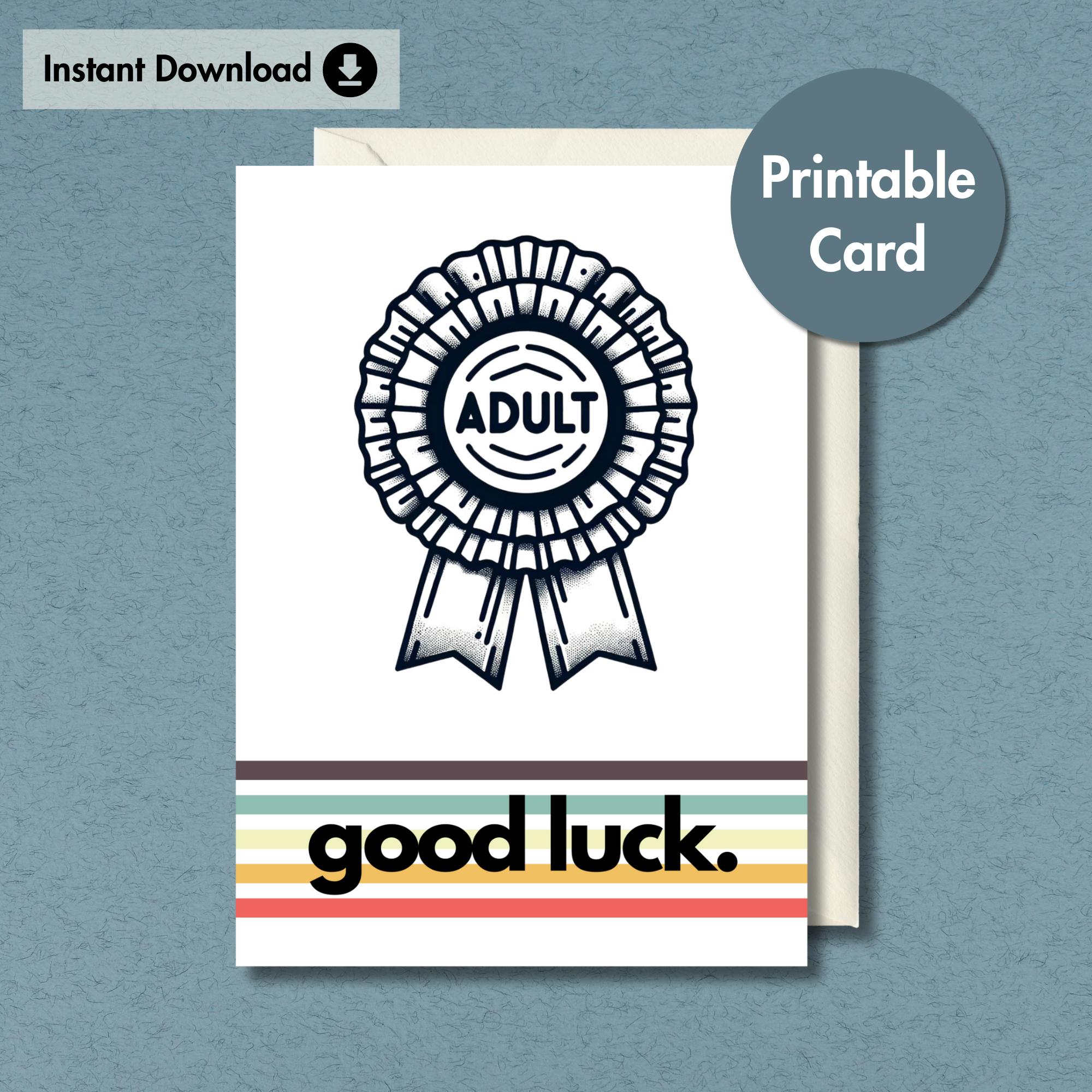 Adult Award Badge Card | Funny 18th Birthday Card I Same Day Download