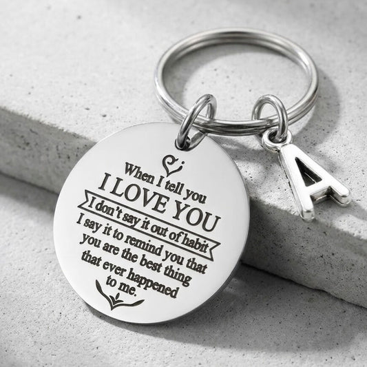 Anniversary Keychain – Romantic Couple Keyring with Personalised Initial