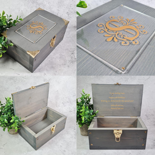 Birthday Monogram Memory Box - Personalised Wooden Jewellery Box