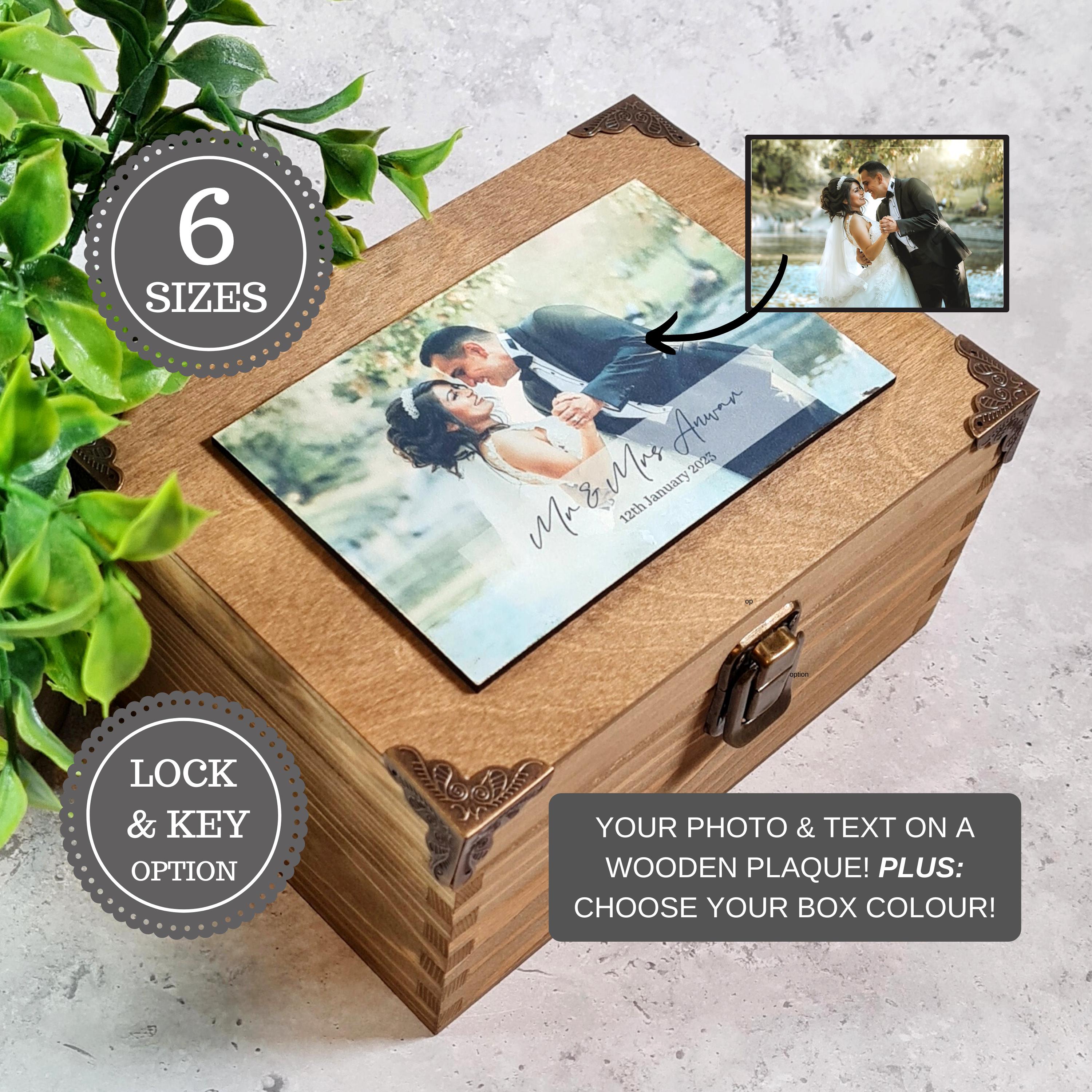 Couples Photo Anniversary Memory Box - Personalised Wood Wedding Anniversary Gift - Wife Husband Keepsake