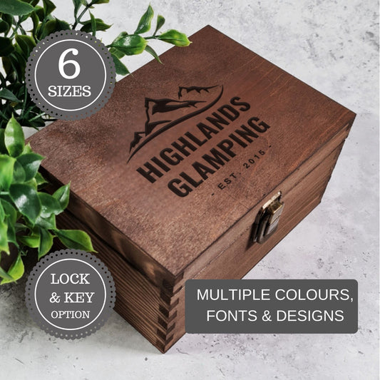 Custom Logo Branded Wooden Box for Glamping Businesses
