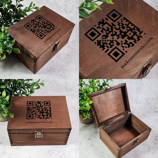 Custom QR Code Engraved Wood Box