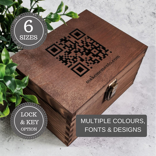 Custom QR Code Engraved Wood Box