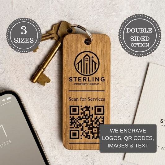 Custom QR Code Keyring I Wooden Scanable Website Keyring I Personalised QR Code Keychain