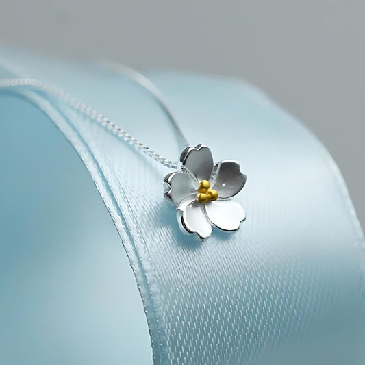 Delicate Cherry Blossom Flower Necklace - 925 Sterling Silver