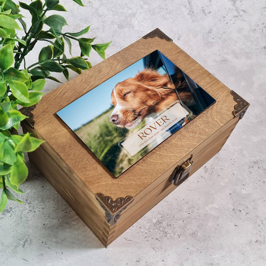 Dog Memory Gifts – Personalised Pet Ashes Box – Photo Memory Box for Keepsakes