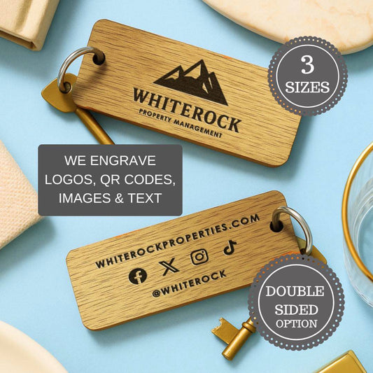 Engraved Business Logo Wood Keyring I Company Keychain