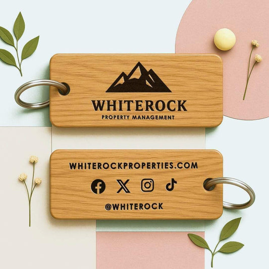 Engraved Business Logo Wood Keyring I Company Keychain