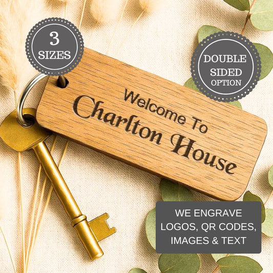 Engraved Keyrings for Airbnb & Holiday Lets | Add WiFi QR Code & Guest Welcome Info
