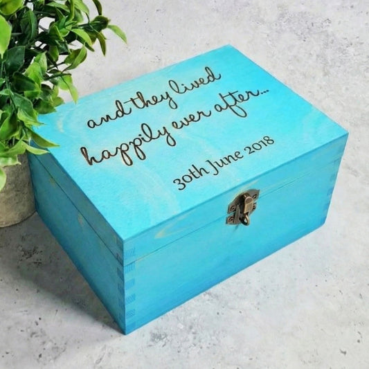 Engraved Wedding Anniversary Box I Wood Fairytale Gift