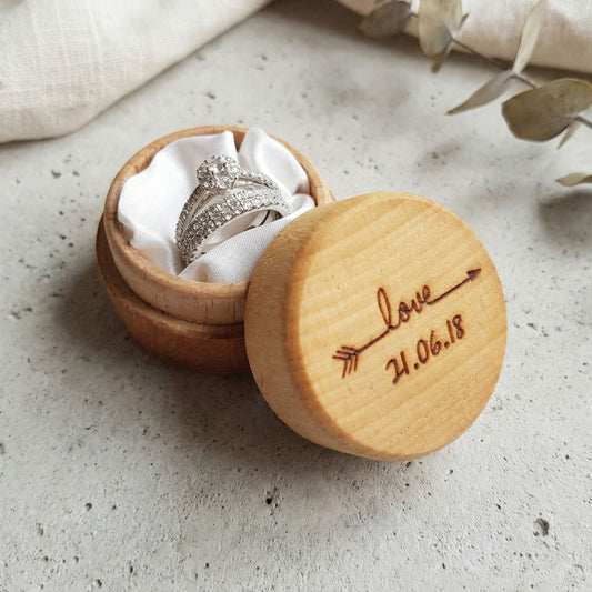 Engraved Wedding Ring Box I Anniversary Wooden Gift Box
