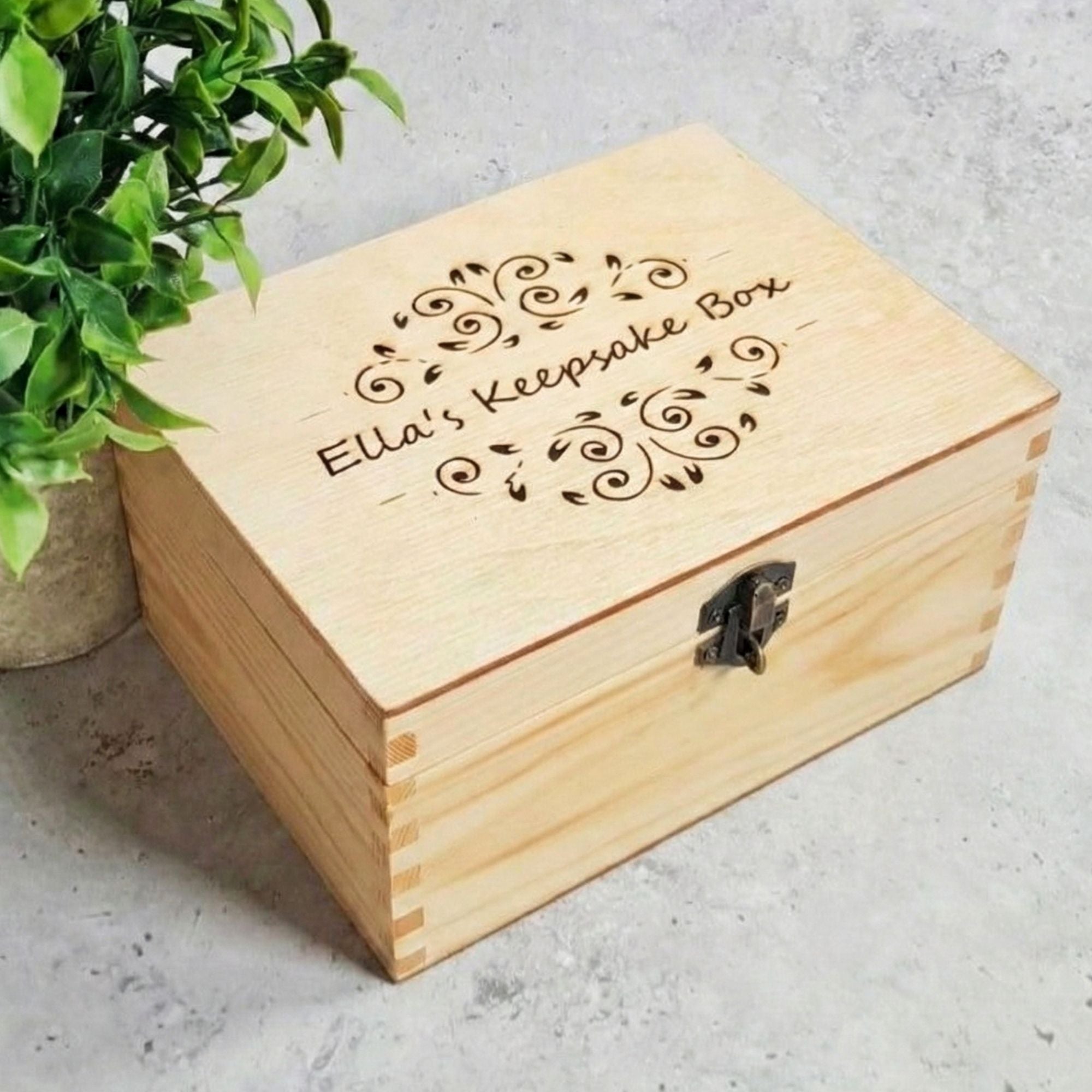 Engraved Wood Keepsake Box I Personalised Memory Box