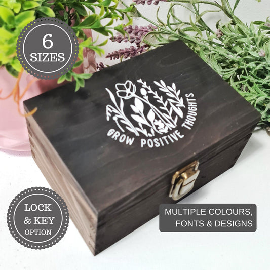 Floral Wellbeing Keepsake Box I Happiness Memory Box - 6 Sizes Small to XLarge