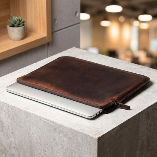 Genuine Leather Laptop Case | Slim Briefcase for 13–15 Inch Laptops