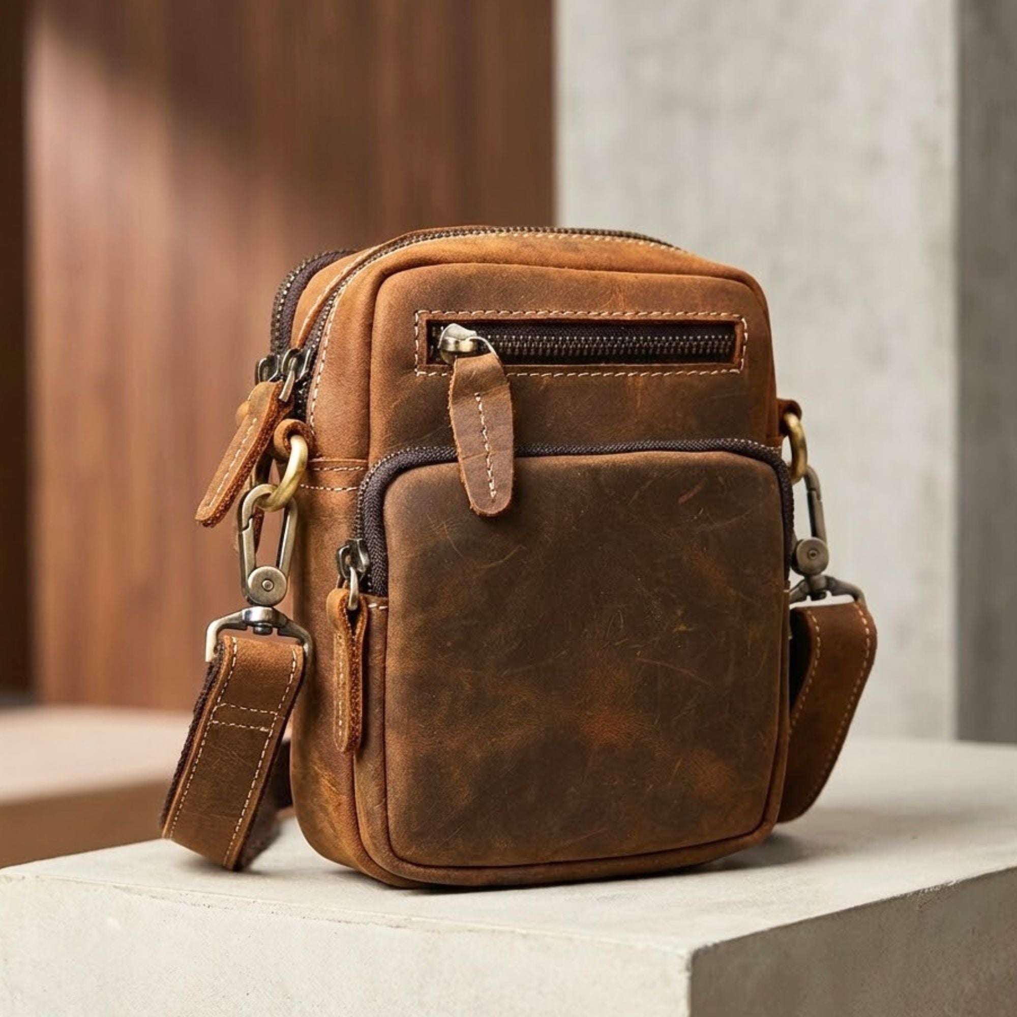 Genuine Leather Shoulder Bag | Small Retro Crossbody Phone Bag