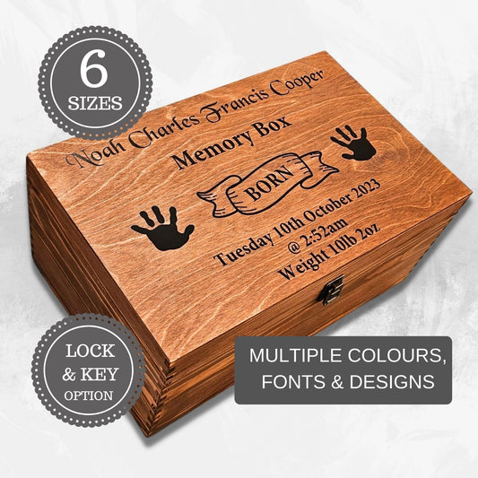 Large Baby Keepsake Storage Box | Store Blankets, Toys, Clothes | Wooden Chest