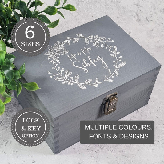 Large Grey Wedding Memory Box | Best Gift for Newlywed Couples | Storage for Wedding Mementos