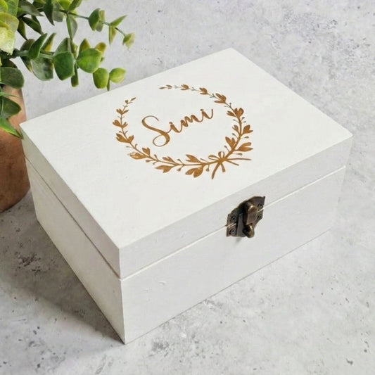Large Wedding Keepsake Box With Lock I Engraved Bridal Memory Storage Box - 6 Sizes Small to XLarge