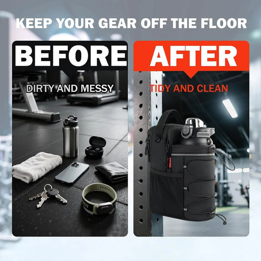 Magnetic Water Bottle Gym Bag - Secure Storage Fitness Essentials Organiser