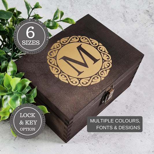 Monogram Keepsake Box I Personalised Memory Box I Birthday Gift - 6 Sizes Small to XLarge
