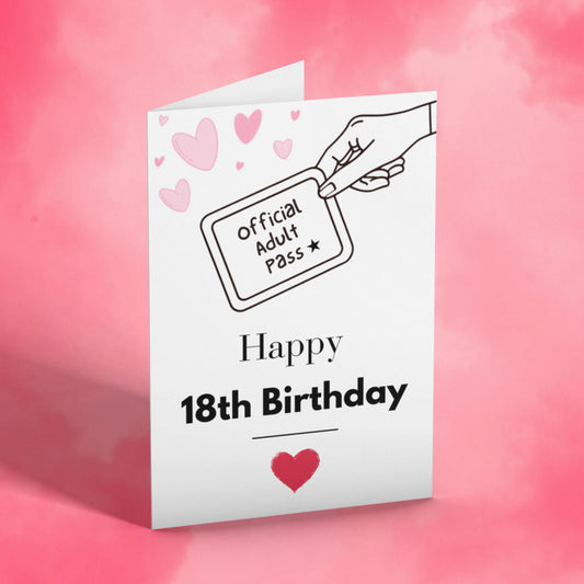 Official Adult Pass 18th Birthday Card | Printable Downloadable Card for Him Her