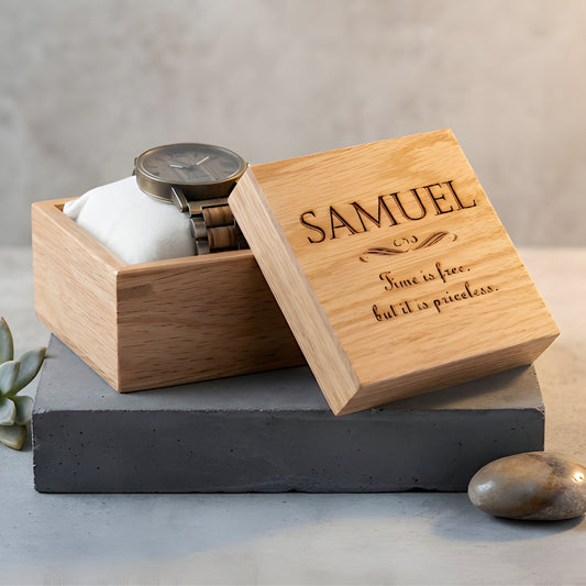 Personalised 5th Anniversary Watch Box I Wooden Wedding Gift For Him