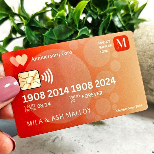 Personalised Anniversary Love Bank Metal Credit Card