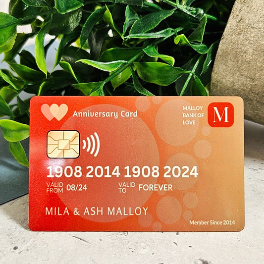 Personalised Anniversary Love Bank Metal Credit Card