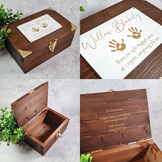 Personalised Baby Keepsake Memory Box - Bespoke New Baby Shower Girl Boy Gift
