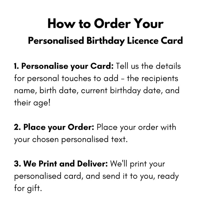 Personalised Birthday Adult Metal Licence Card