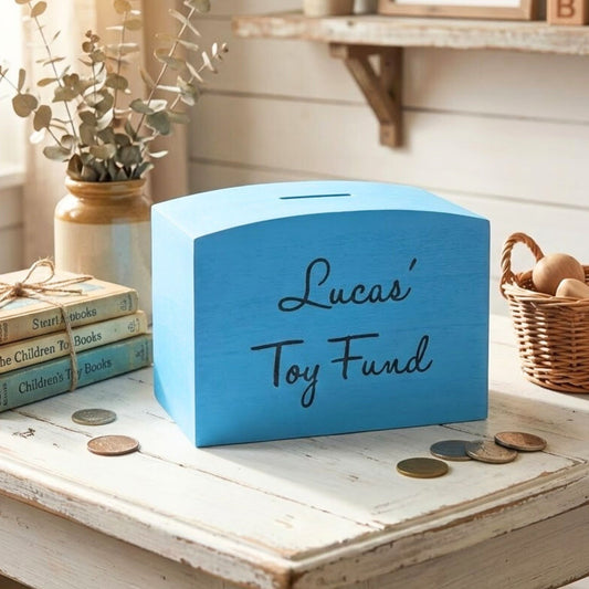 Personalised Colourful Wooden Children's Money Box
