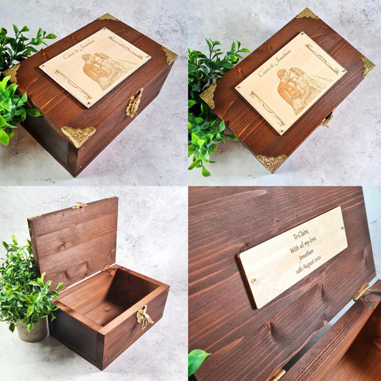Personalised Couples Photo Keepsake Box - Wedding Anniversary Photo Memory Box