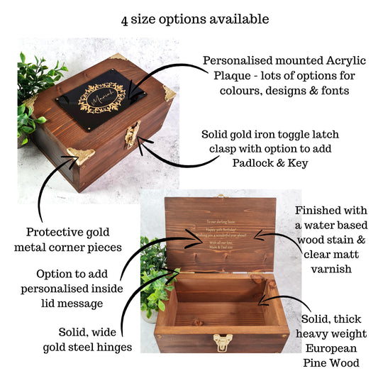 Personalised Floral Name Keepsake Box - Wedding Anniversary Memory Box - Birthday Gift Box
