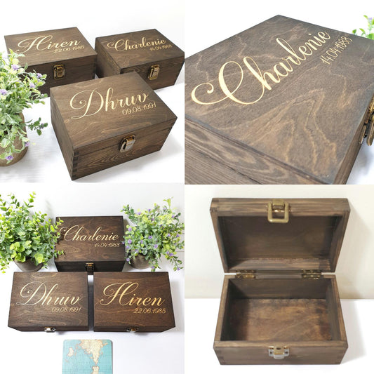 Personalised Keepsake Memory Box I Engraved Date Birthday Box I Wooden Bereavement Gift