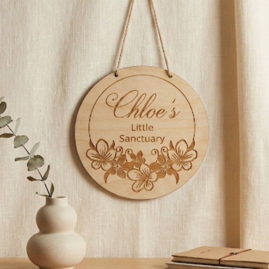 Personalised Little Sanctuary Sign I Home Well being Decor I Hanging Door Room Sign