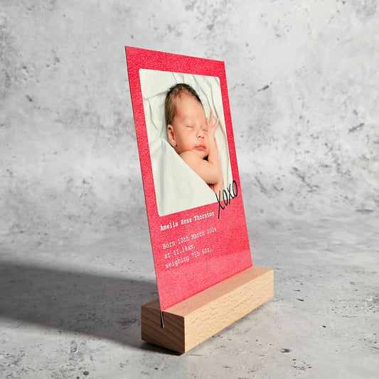 Personalised Metal Baby Photo Print with Stand