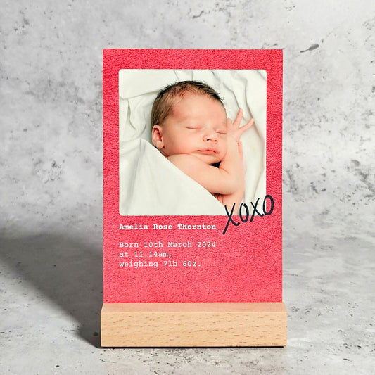 Personalised Metal Baby Photo Print with Stand