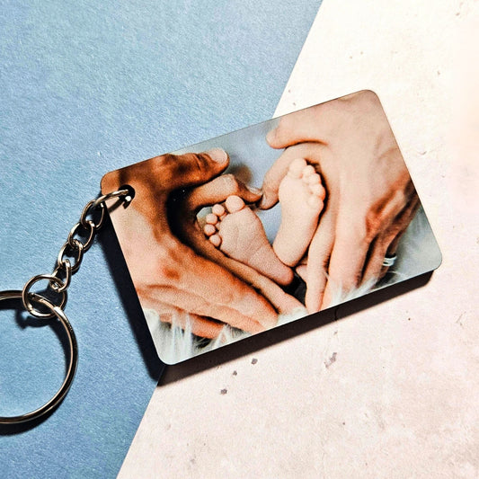 Personalised New Baby Family Photo Keyring