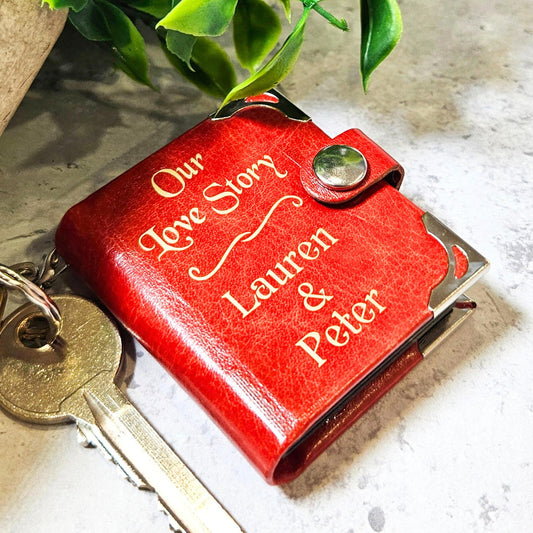Personalised Our Love Story Photo Album Keychain - Romantic Couples Anniversary Gift
