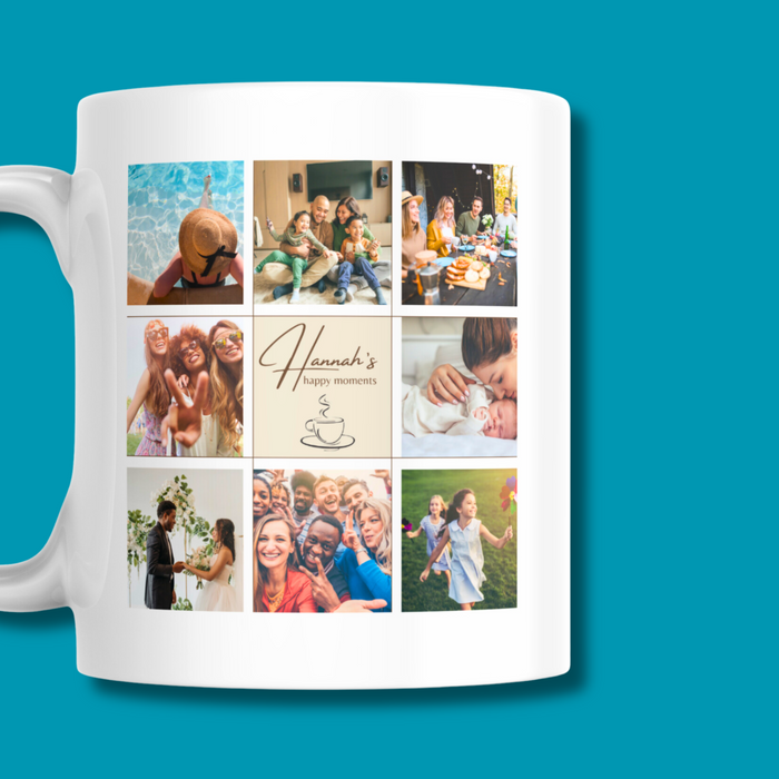 Personalised Photo Collage Mug - Happy Moments Family Photo Gift Idea