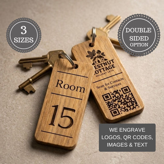 Personalised QR Code Keyring I Custom Wooden Scanable Website Keyring I Engraved Business QR Code Keychain