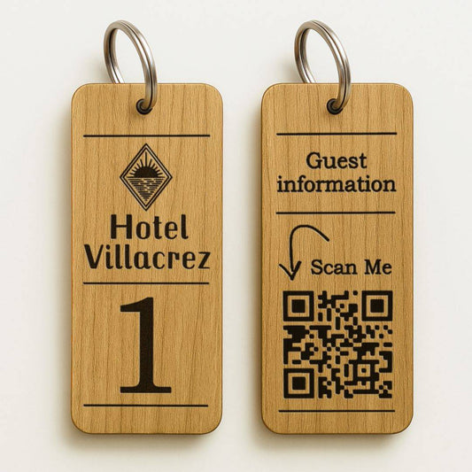 Personalised QR Code Keyring I Wooden Scanable Website Keyring I Custom QR Code Keychain