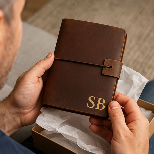 3rd Anniversary Leather Journal I Personalised Monogram Gift Idea