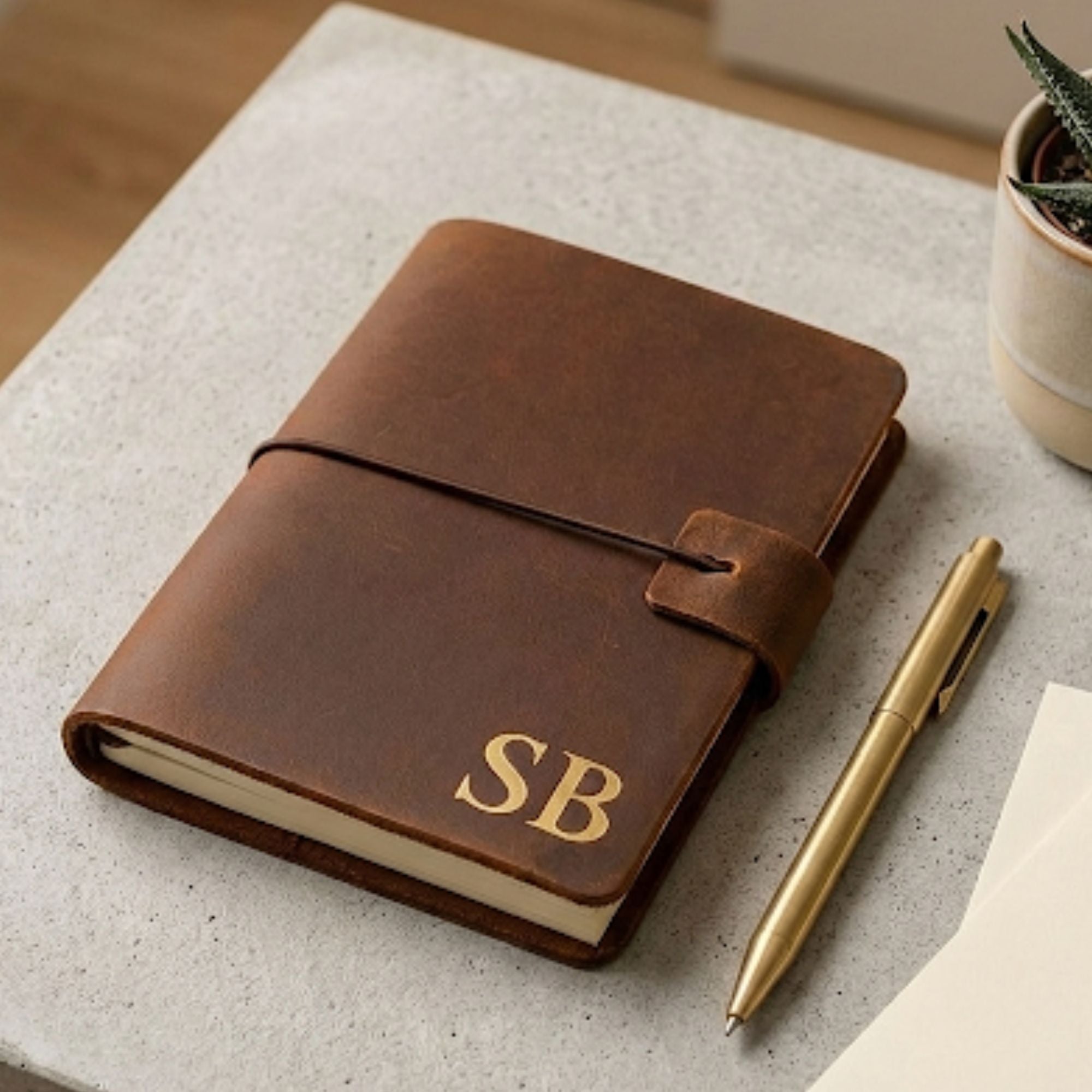 3rd Anniversary Leather Journal I Personalised Monogram Gift Idea