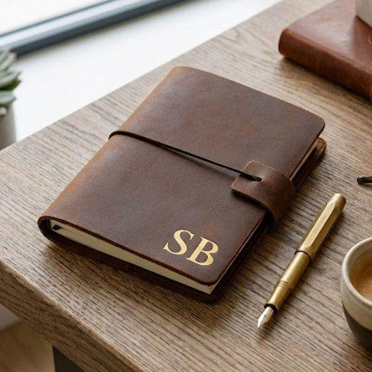 Personalised Refillable Leather Journal I Birthday Travel Book Gift