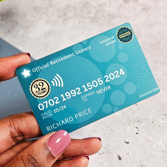 Personalised Retirement Metal Licence Card
