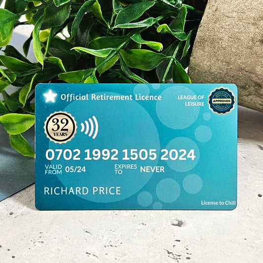Personalised Retirement Metal Licence Card
