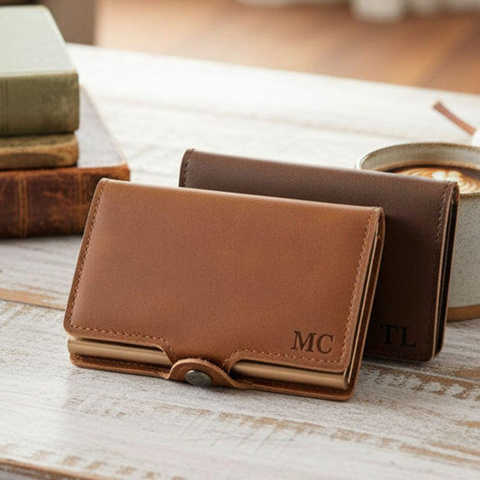 Personalised Slim Men’s Wallet with RFID Blocking, Pop-Up Card Holder & Money Clip