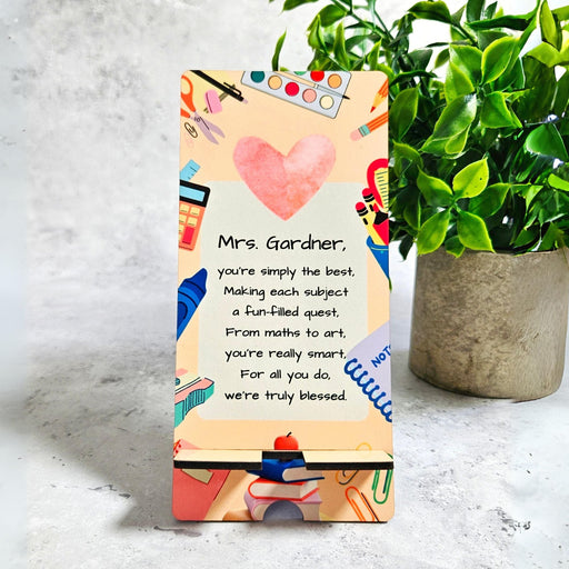 Personalised Teacher Appreciation Gift Phone Stand - Thank You Poem Gift